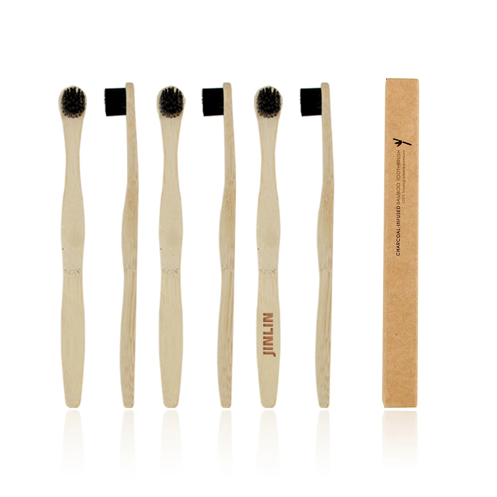 Charcoal tooth brush heads eco friendly toothbrush Biodegradable OEM child toothbrush round bamboo custom logo