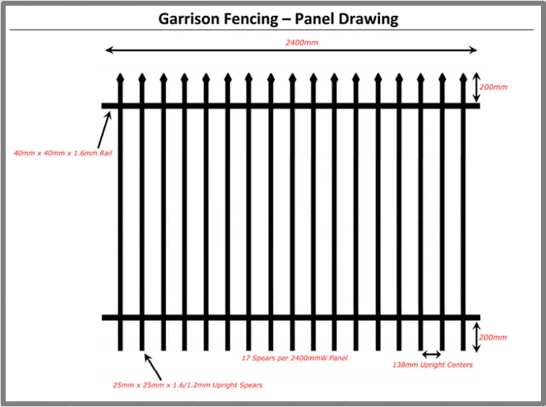 Powder coated 6ft 8ft black galvanized steel metal fence panels picket ornamental fence wrought iron fence