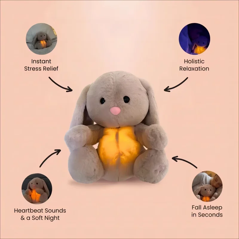 2024 New Breathing Rabbit Snoring Rabbit Plush Toy Baby Music Early Education Soothing Sleeping Doll