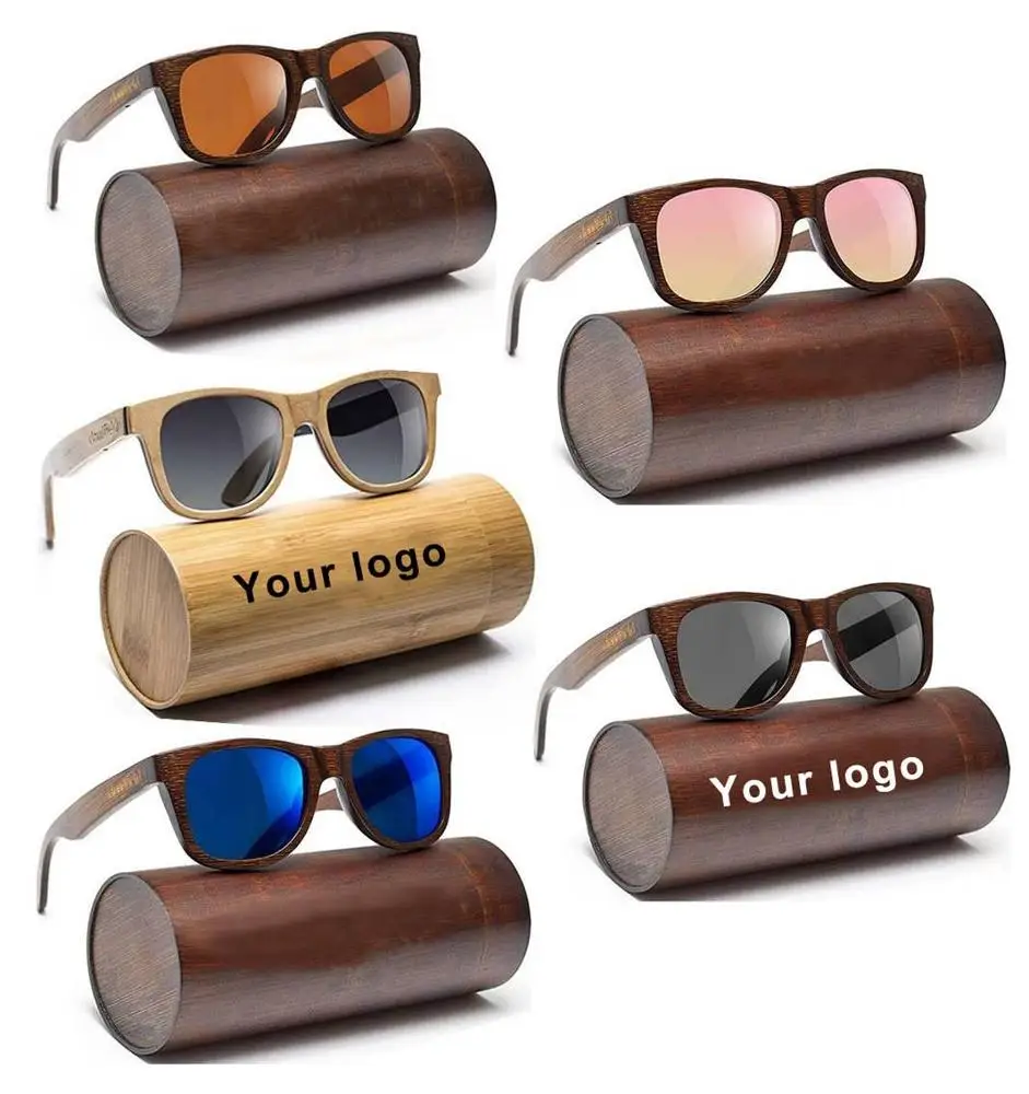 Custom logo luxury fashion shades Sunny Wooden temple Polarized sunglasses for Men and unisex wood bamboo glasses sunglasses