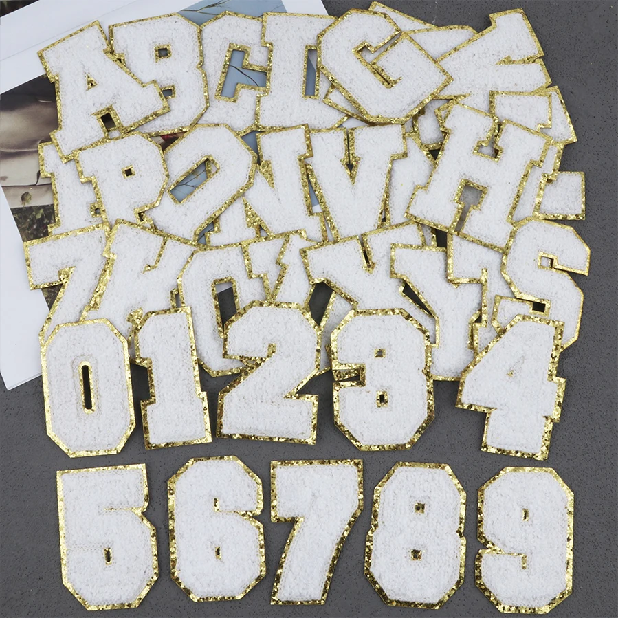 Sequins Jersey Numbers And Letters Patch Iron On Alphabet Letters Heat Press Chenille Letter Patch