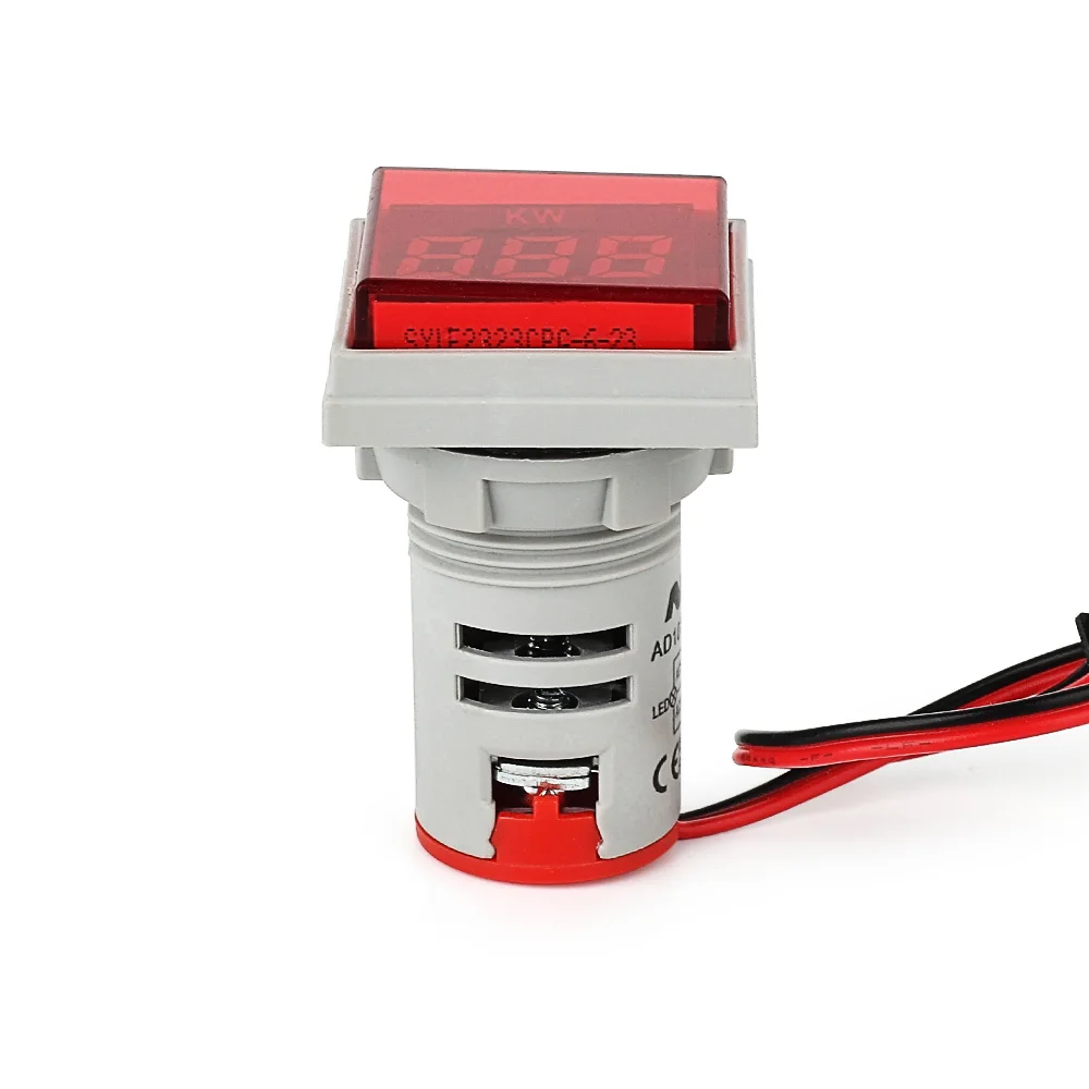 NIN square big red digital tube signal light lamp indicator power meter
