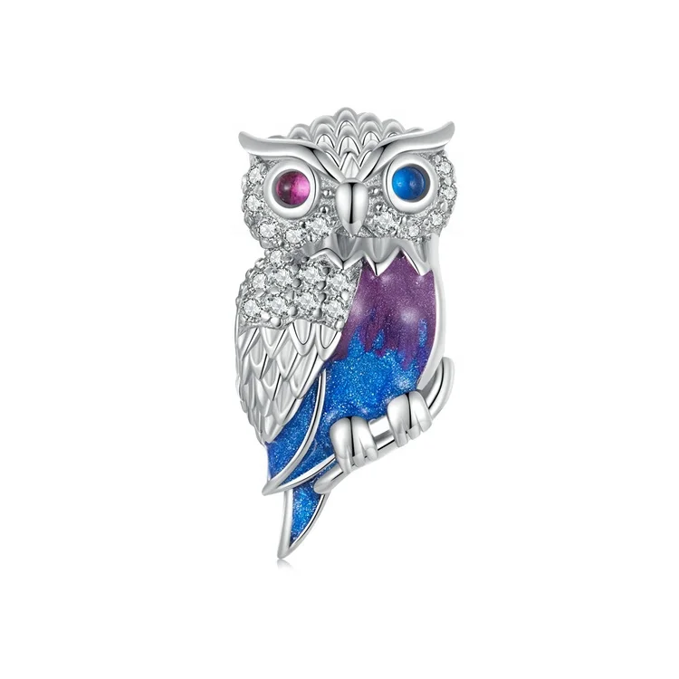 Youchuang new arrived owl enamel crystal bracelet charm luxury designer fashion animal cute 925 silver jewellery beads charms