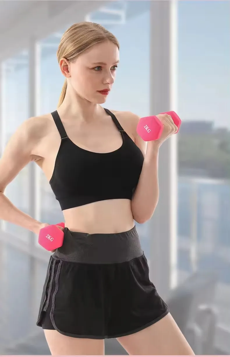 Custom Logo Gym Fitness Equipment 1kg 5kg Man Women Pink 2kg Sports Dipping Neoprene dumbbells hex dumbbell set