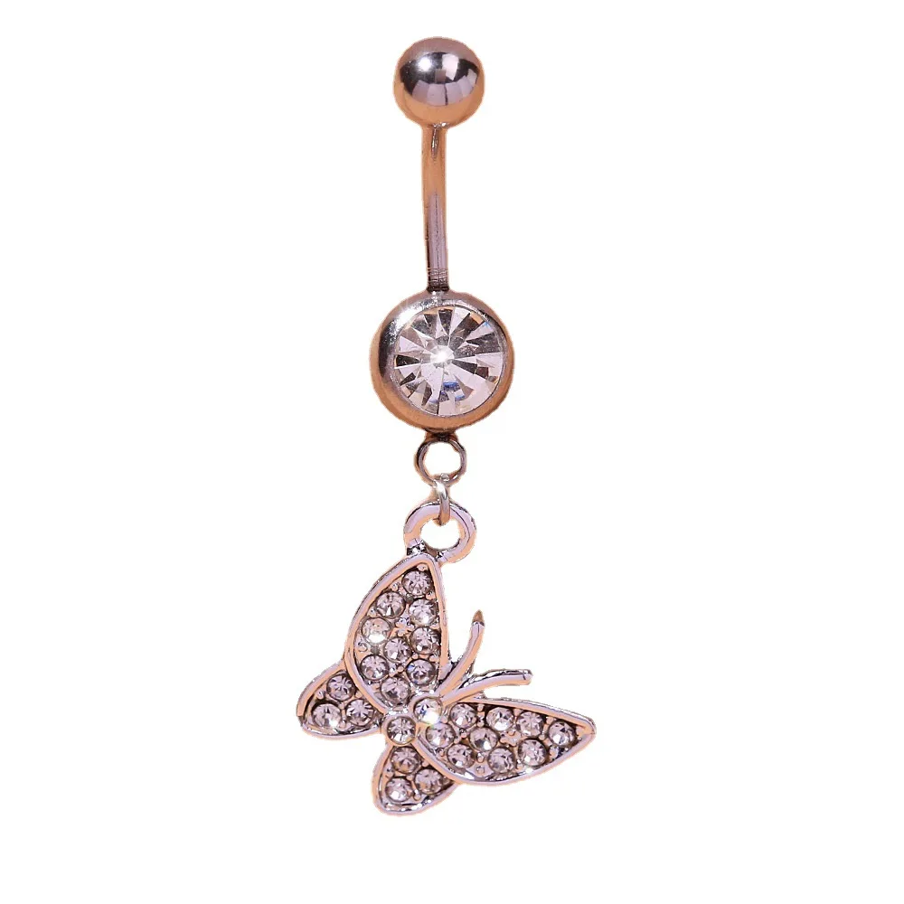 Hot Selling Fashion Heart Shaped Zircon Navel Ring Personality Body Piercing Stud Button Nail