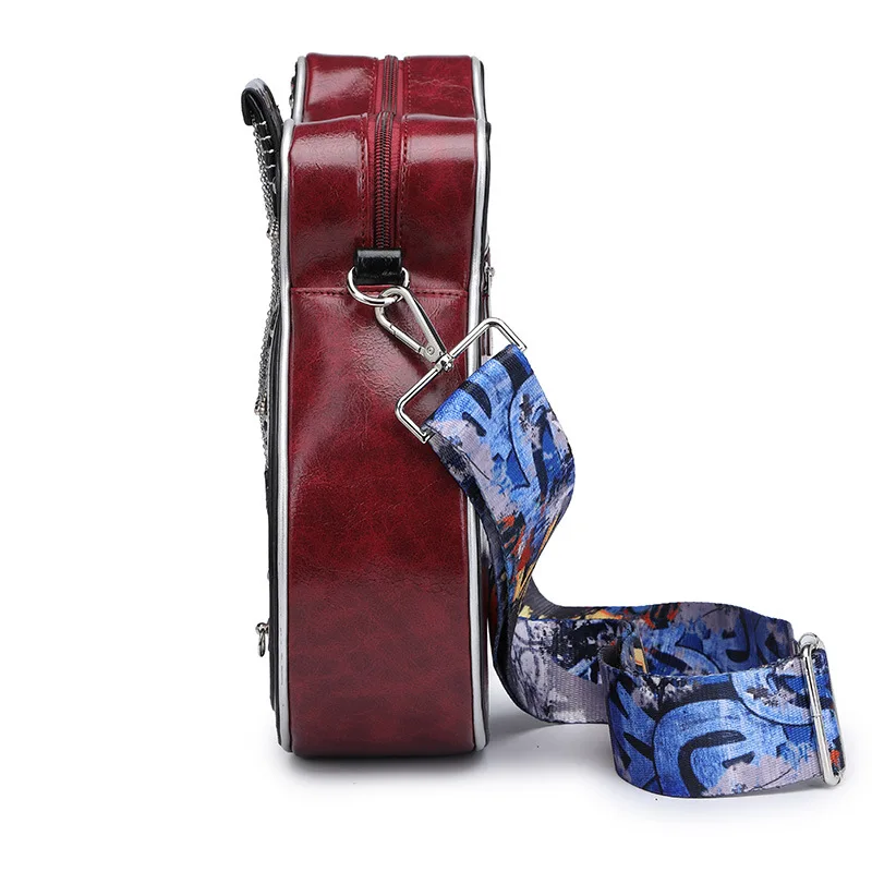 Men Women Music Fashion PU Leather Guitar Shaped Crossbody Bag Punk Unique Novelty Purse Handbag