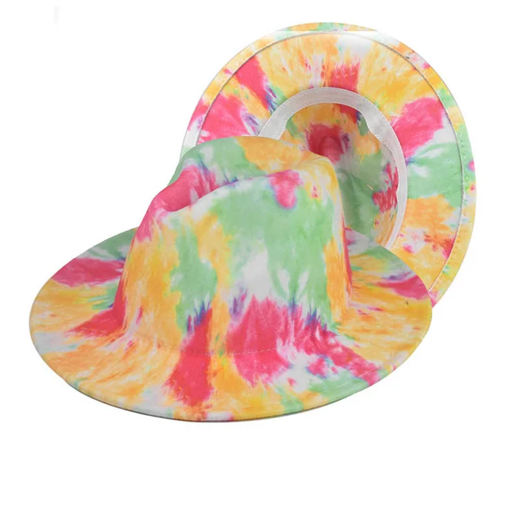 Граффити fadoras головные уборы для женщин британский стиль Двусторонняя варенка с высоким берцем эффектом деграде (переход от темного к фетровая шляпа с широкими полями шляпу с плоским верхом