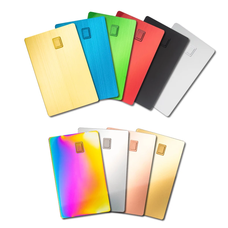 Rainbow Shiny Blank NFC Chip 4442 Stainless Steel Metal Credit Card Waterproof RFID Waterproof Electroplating Process Metal Tag