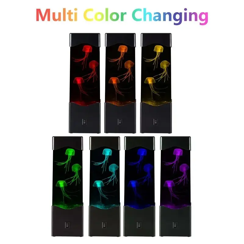 LED Mood Night Light Aquarium Table Lava Lamp Jelly Fish Jellyfish Lamp Table Portable USB Color Changing LED Fantasy Lighting