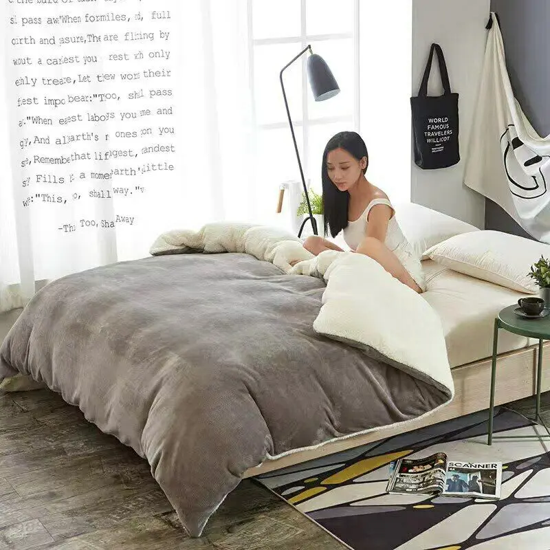 Комплект одеял распродажа полиэстер плюшевый и фланелевый серый/фиолетовый Ab одеяло