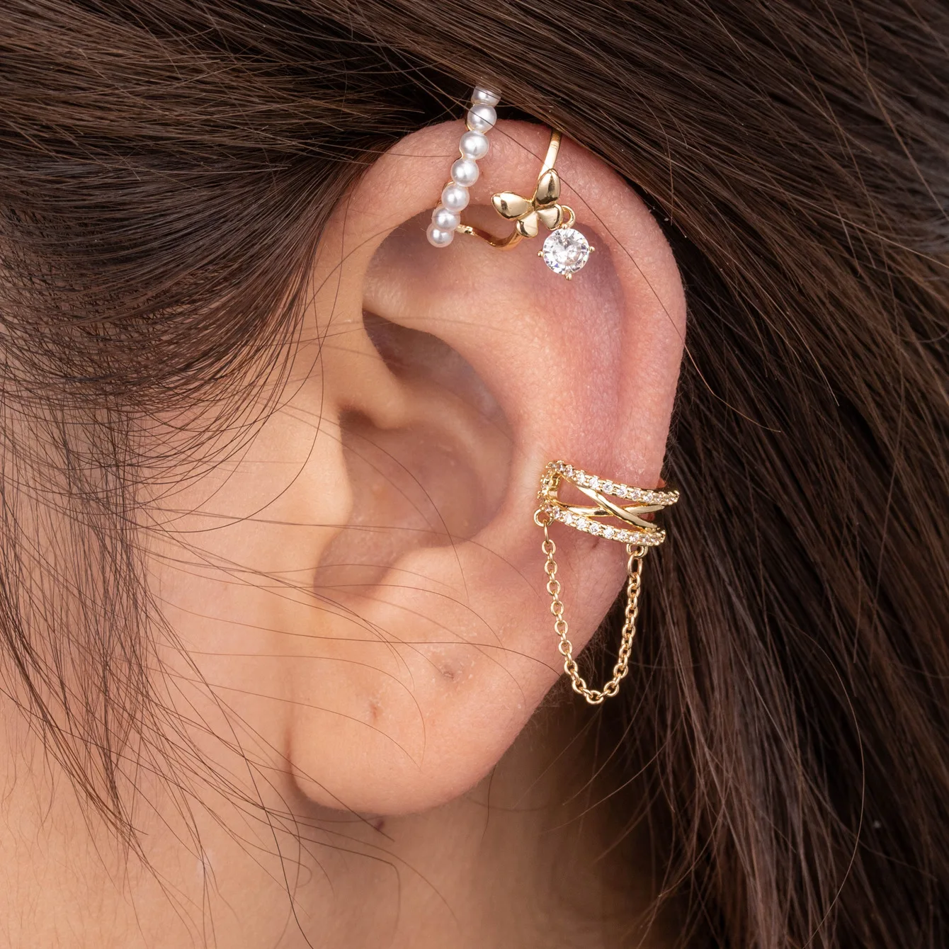 2024 New Fashion Micro-encrusted Zircon Butterfly Cartilage Ear Clip No Hole Puncture Popular Fashion Jewelry Piercing Jewelry