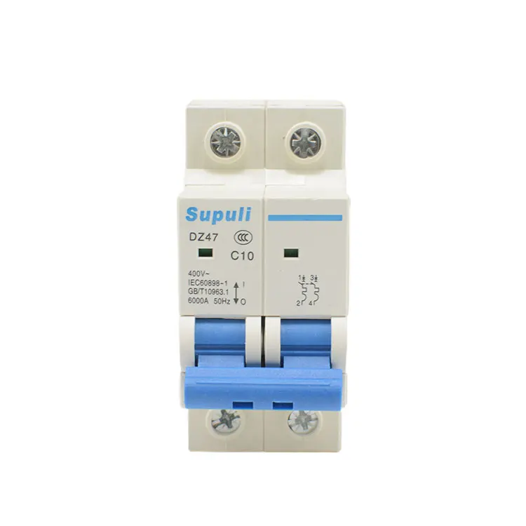 Low Price DZ47-63 AC Mcb 2P 10Amp 220-240Vac 4.5KA 6KA Mini Circuit Breaker