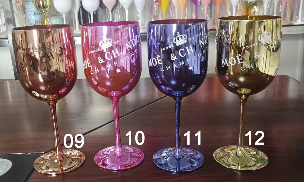 Ice Imperial Champagne Pink Rose Acrylic Goblets Glasses Flutes