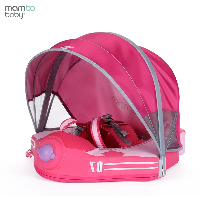 2021 Mambo Baby Airplane Non- Inflatable Baby Swimming  Pool Ring Children Water  Floating With Sunshine Canopy Summer Outdoor