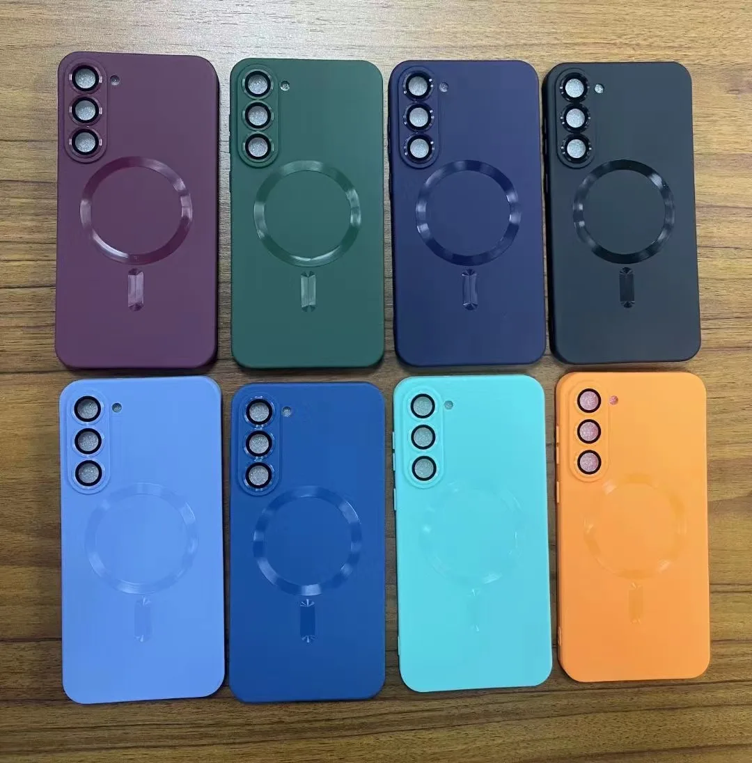 Cell Phone Cover CD Pattern Magnetic Charging Case With Lens Film for  Samsung S22 S22 Plus S22 Ultra S23 S23 Plus S23 Ultra