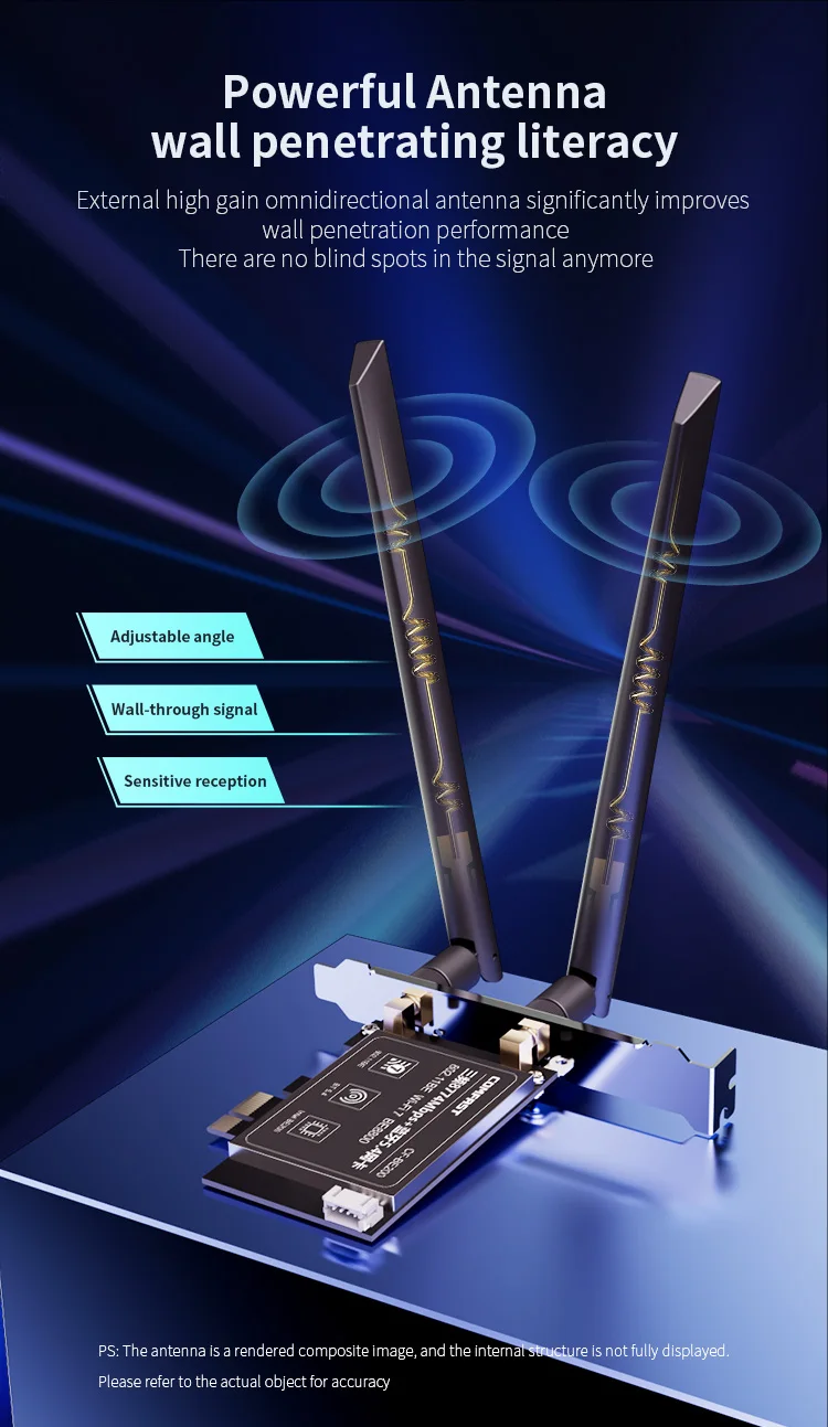 COMFAST  BE200 Network Card Server 8774Mbps Intel WiFi 7 802.11be PCIe WiFi Key Riser External Wireless Ethernet Adapter