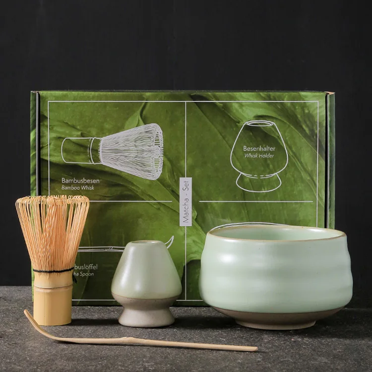 Wholesale Custom Printed Bamboo Tea Whisk Kit Matcha Green Bowl Tea Set With Cheap Price