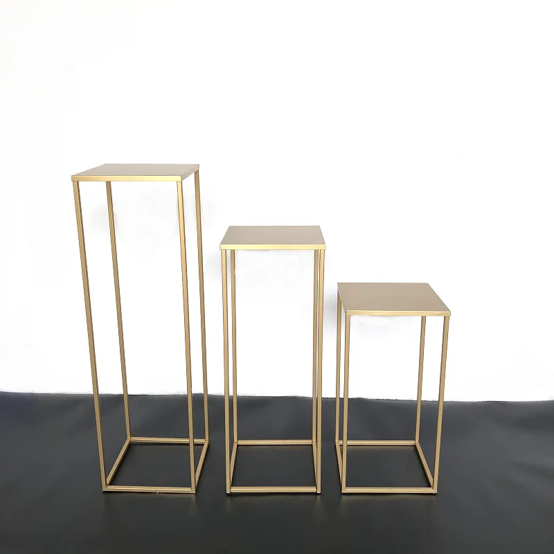Custom Wholesale Gold Wedding Table Centerpieces Rack Event Display Decoration Rectangle Metal Wedding Flower Stand