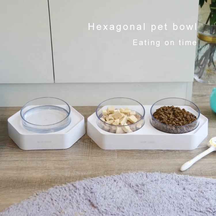 PetnessGo прозрачные пластиковые миски для еды и еды для домашних животных, наклоняющиеся повышенные миски для кошек, одиночная миска для кормления домашних животных для собак и кошек