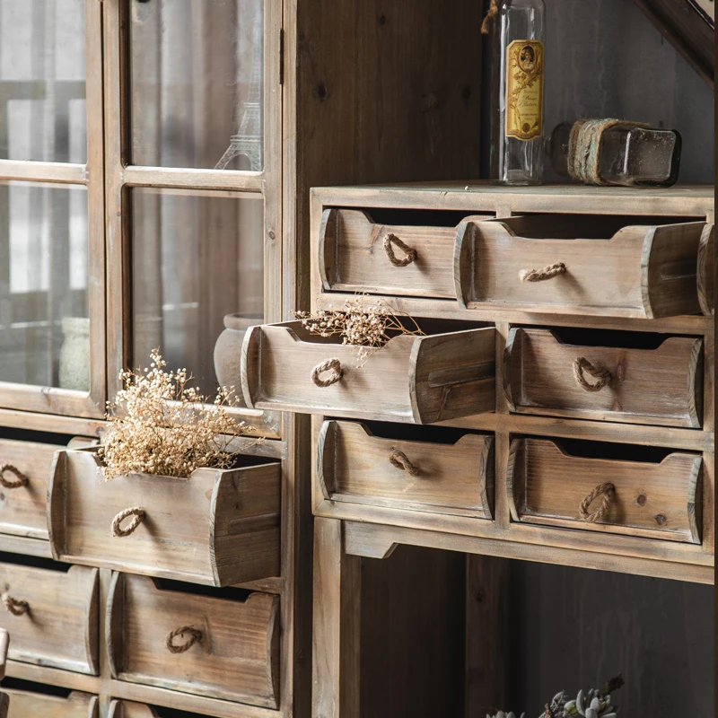 American Antique Finishing Retro Locker Living Room Decoration Cabinet Personality Storage Cabinet Home Porch Furniture