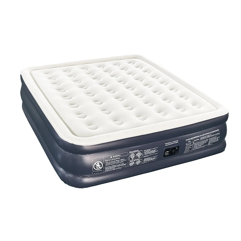 Queen-Size PVC Self-Inflating Air Bed Hypo-Allergenic  Air Mattress with Built-in Pump for Indoor & Outdoor