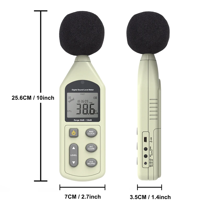 USB Best Seller Accuracy 1.5dB Decibel Meter 30-130dB Sound Level Noise Meter with A C weighting