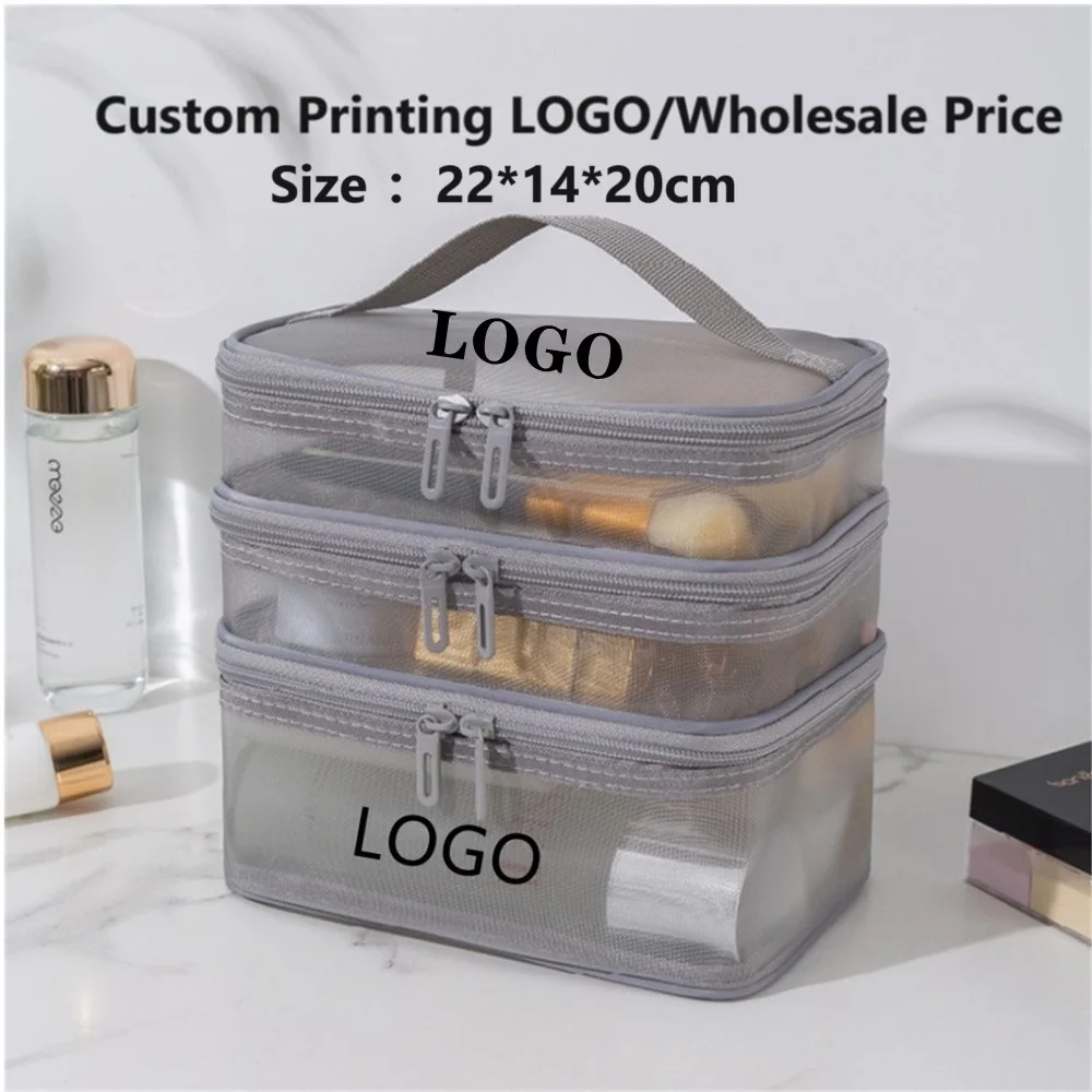 Wholesale Customized Waterproof Maroon Nylon Beauty Pouch Toiletry Bags Makeup Case Large Capacity Cosmetic Bag with Zipper