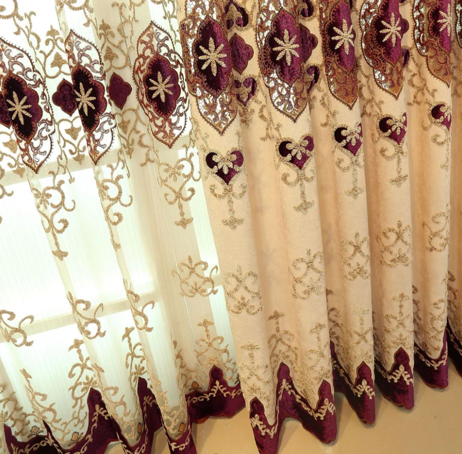 2021 Latest Luxury Curtain Embroidery Customized Curtain Fabric,Europe Ready Made Cortina,Window Curtains For The Living Room