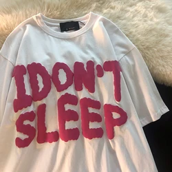 Summer Fashion 3D Puff Print Couples Oversized Cotton T-Shirts American Unisex Short Sleeve Custom Printing T Shirt Women Casual