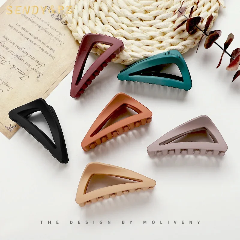 New Fashion Luxury Hairpin Frosted Hair Claw Clip Triangle Large Claw Clip Plastic Acrylic Hair Clip Claw