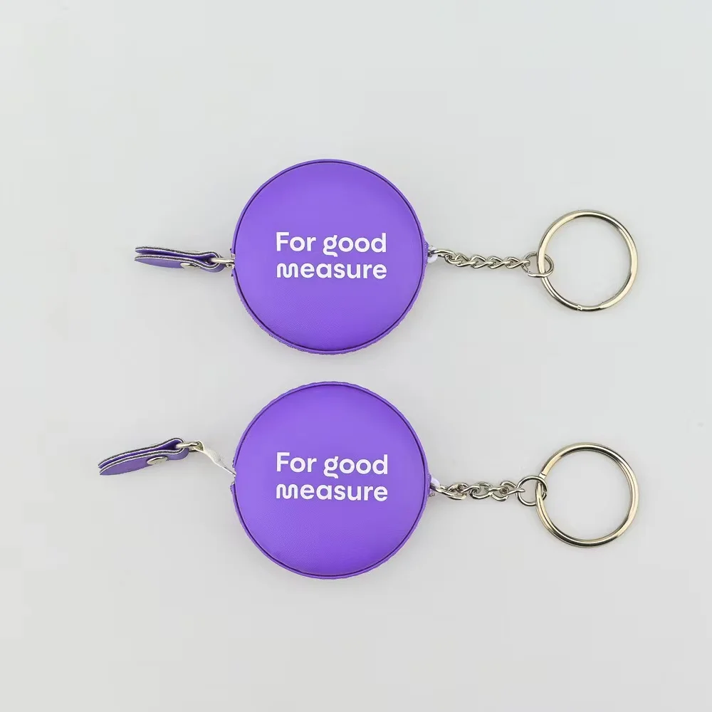 Wholesale Custom Printed Logo Tape Measure Leather Retractable Small Mini Tape Measure Keychain for Promotional Gift