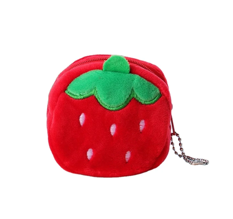 8*5 cm strawberry key ring hanging accessories Cute Plush Toy panda duck Stuffed Small purse Dog Rabbit Bear
