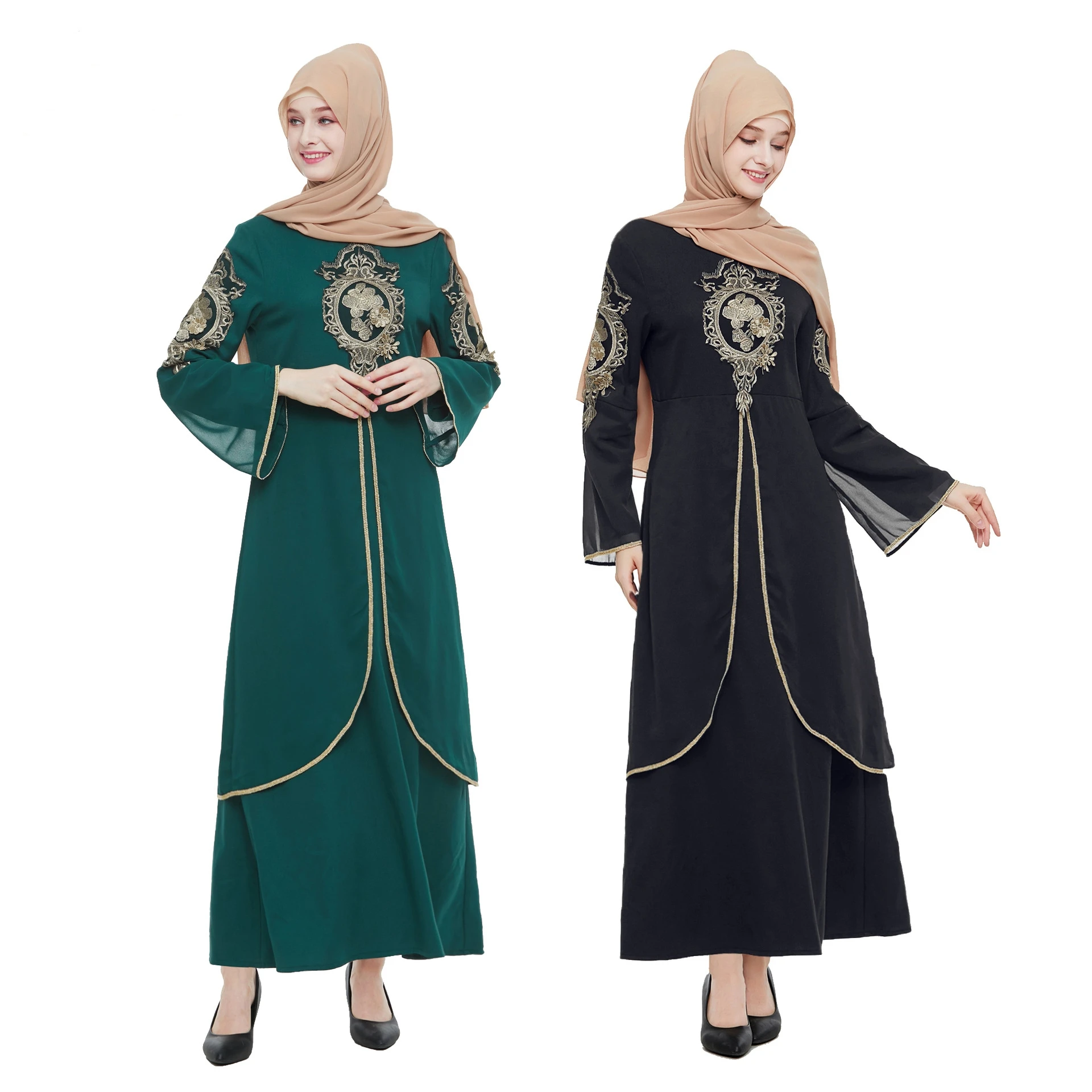 
Hot selling middle east sexy long sleeve embroidery arabic dubai muslim party dress 