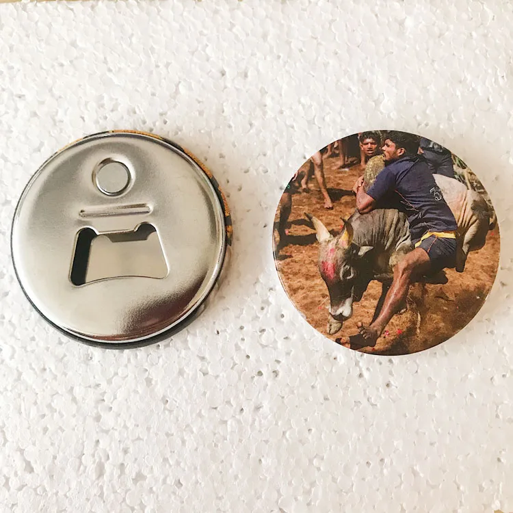 Оптовая продажа, 3d-логотип на заказ, металлическая открывалка для бутылок пива, вина с магнитом на холодильник