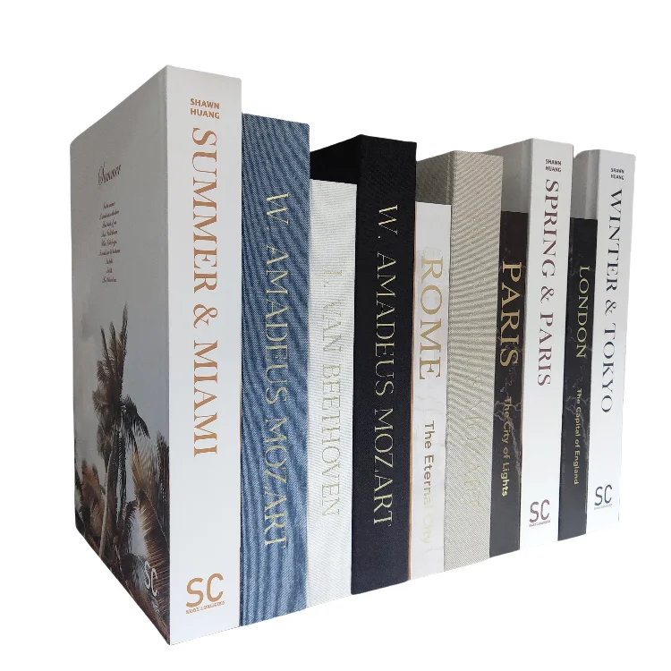 Decorative Books Customized Printed logo Hardcover Decorative Books Faux Books for Display NO PAGES