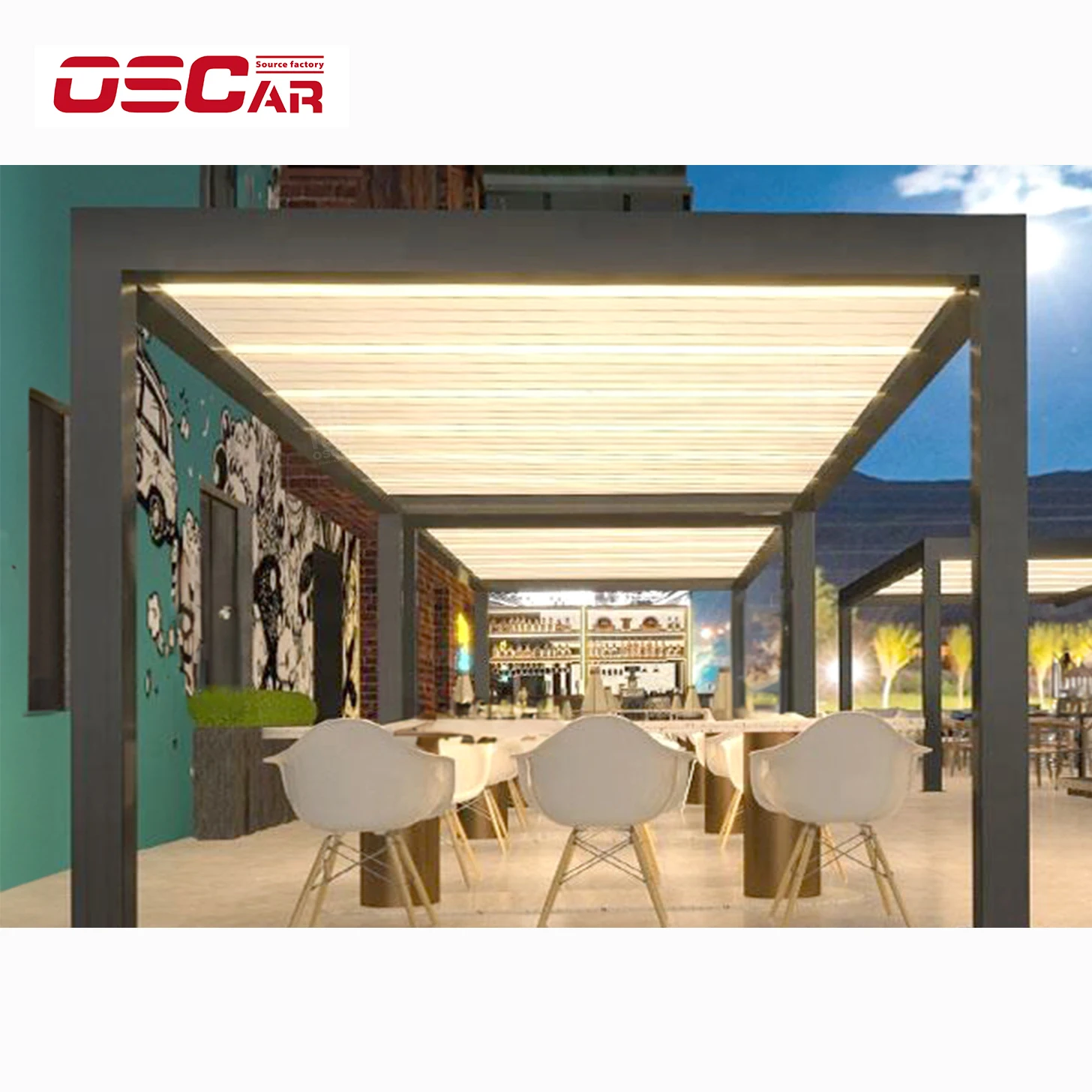 Pergola Motorized Electric Aluminum Outdoor Four Seasons 4*4 3*3 Steel Heat Treated Pressure Treated Wood Type Not Coated