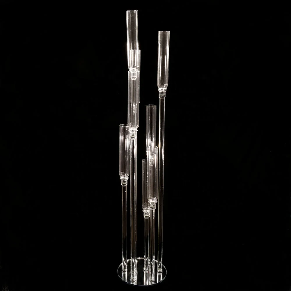 MH-Z095 8 pillar glass candelabra crystal wedding decoration crystal tube wedding table candelabra