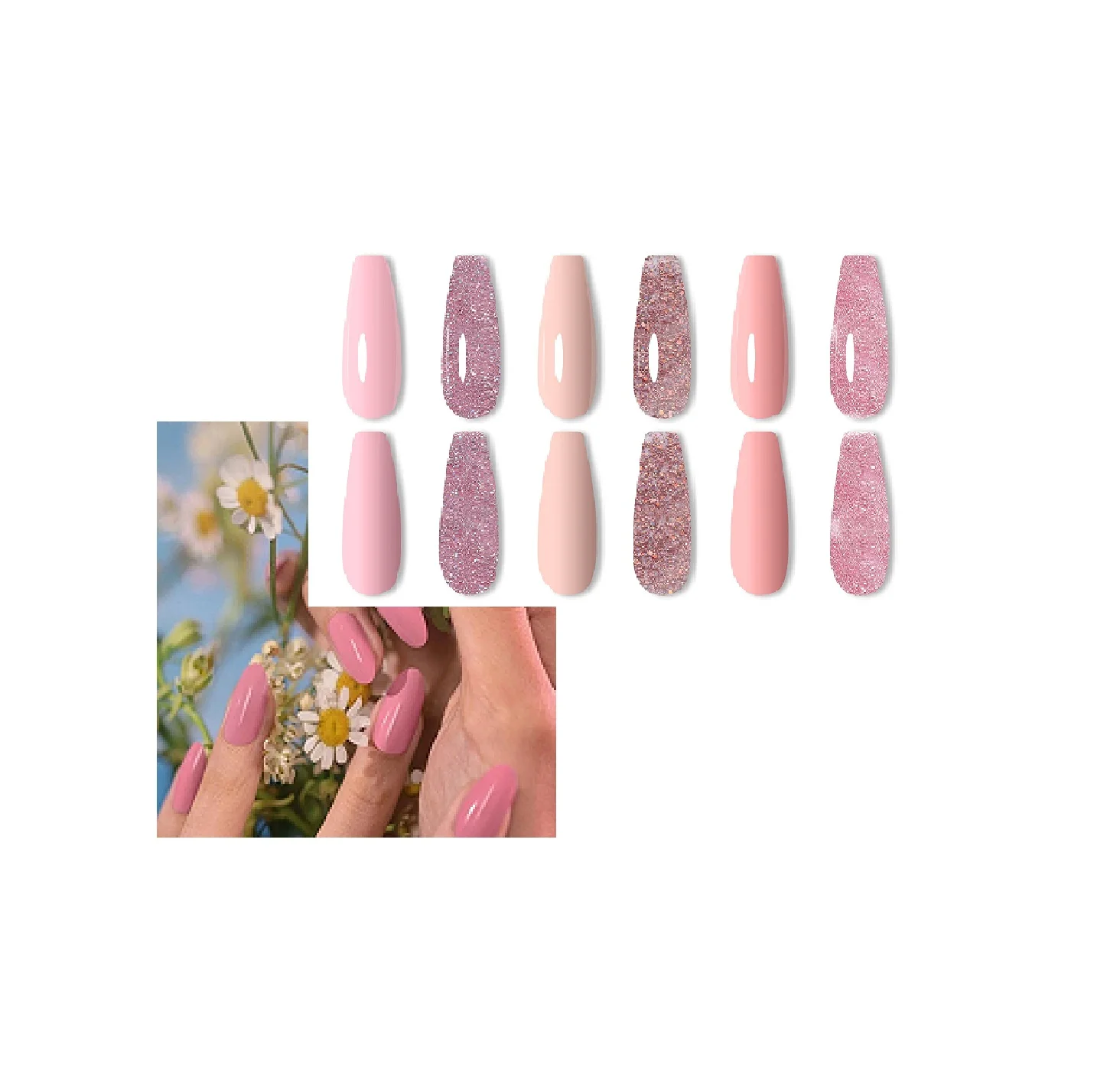 OEM Factory Women DIY Nail 7ml Pink Series 6 PCS Kit UV Gel Polish Set LED Lamp for Salon
