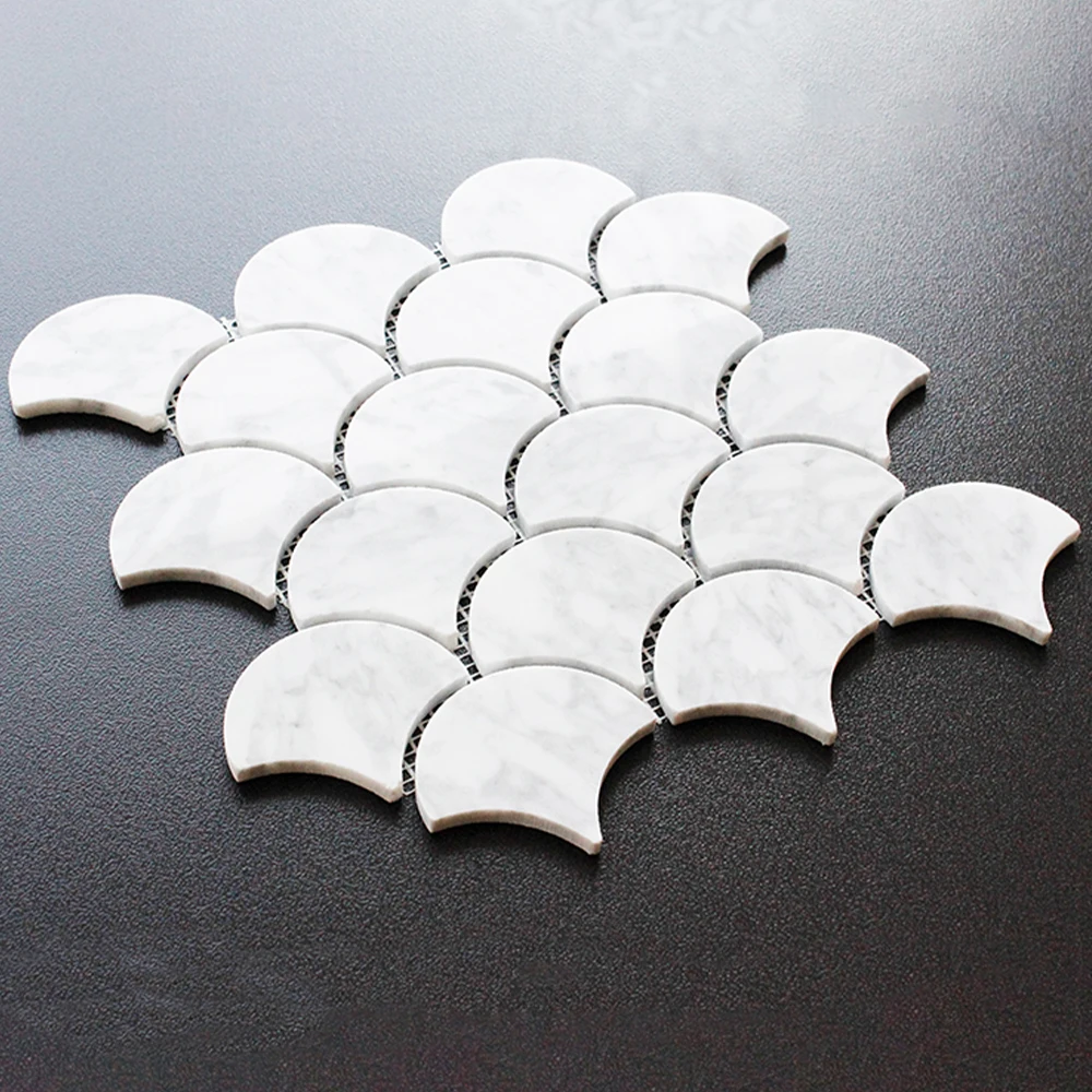 Fishbone Irregular Shape White Marble Tile For Interior Wall Home Decoration Unique Wholesale Price Mosaic Room Wall Tiles