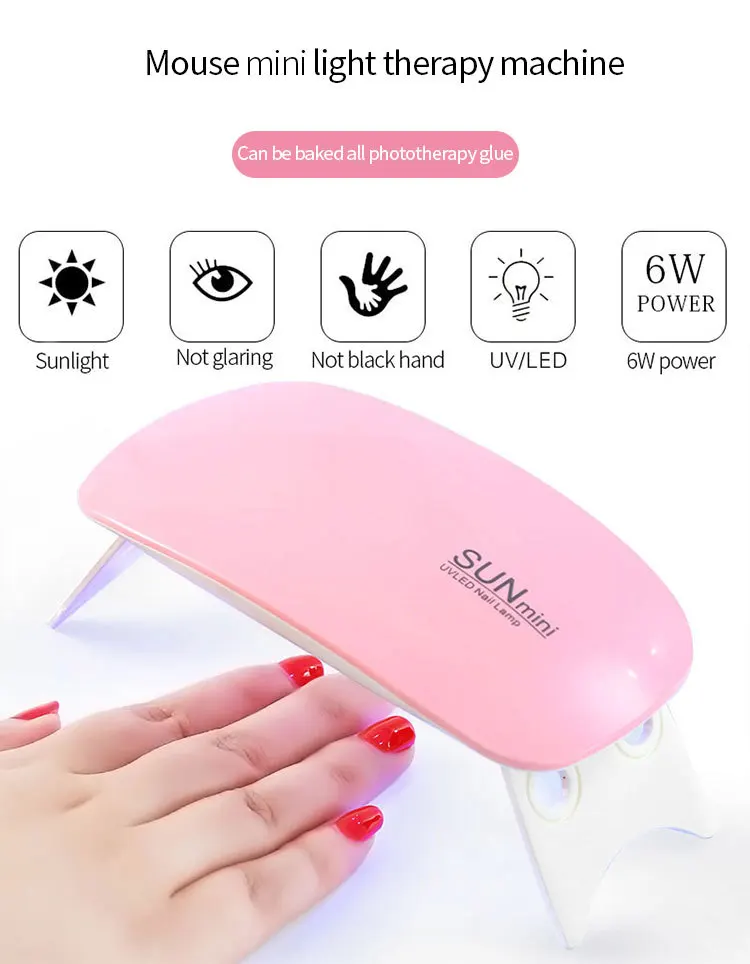 Manicure Mouse Lamp Mini Phototherapy Machine Nail Polish Nail Polish Dryer LED Portable uv led nail lamp