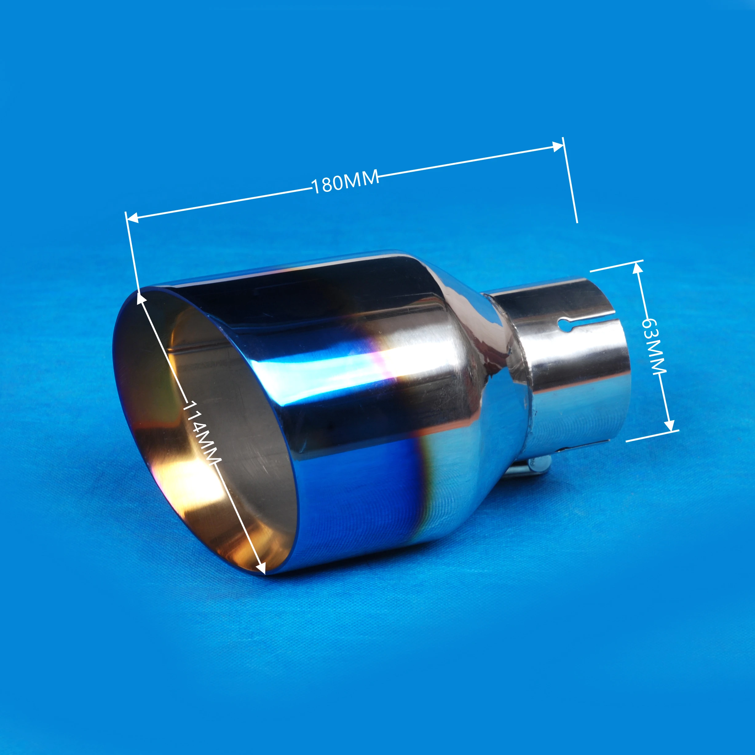 4.5 inches China factory car modified blue chrome exhaust silencer tail throat stainless steel exhaust pipe