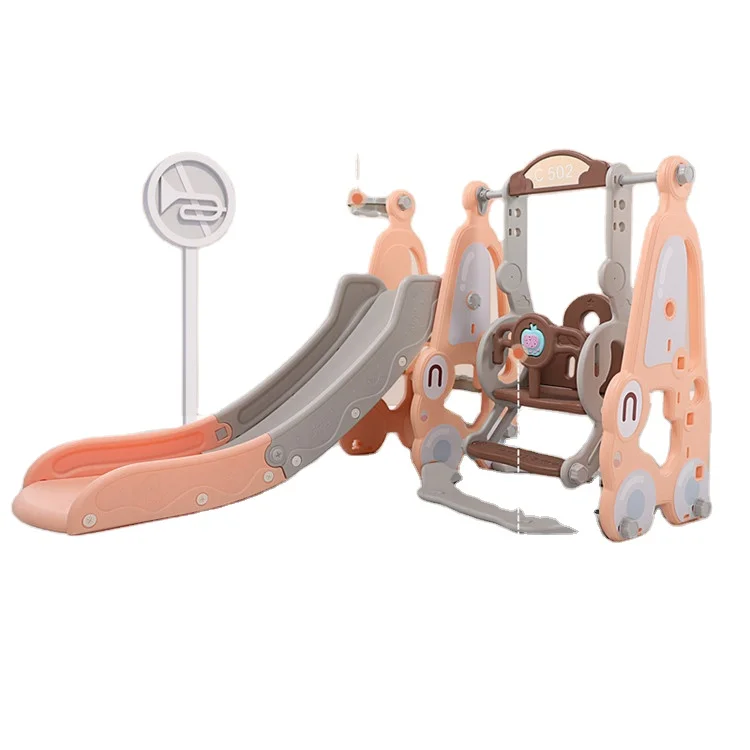 Factory kindergarten Indoor Slide Cartoon Children kids plastic slide with swing combination in educational play area
