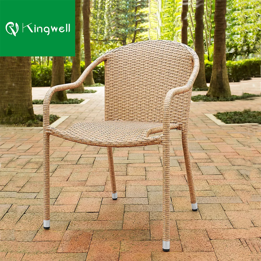Stacking wicker and rattan furniture china outdoor furniture dining chair with armrest