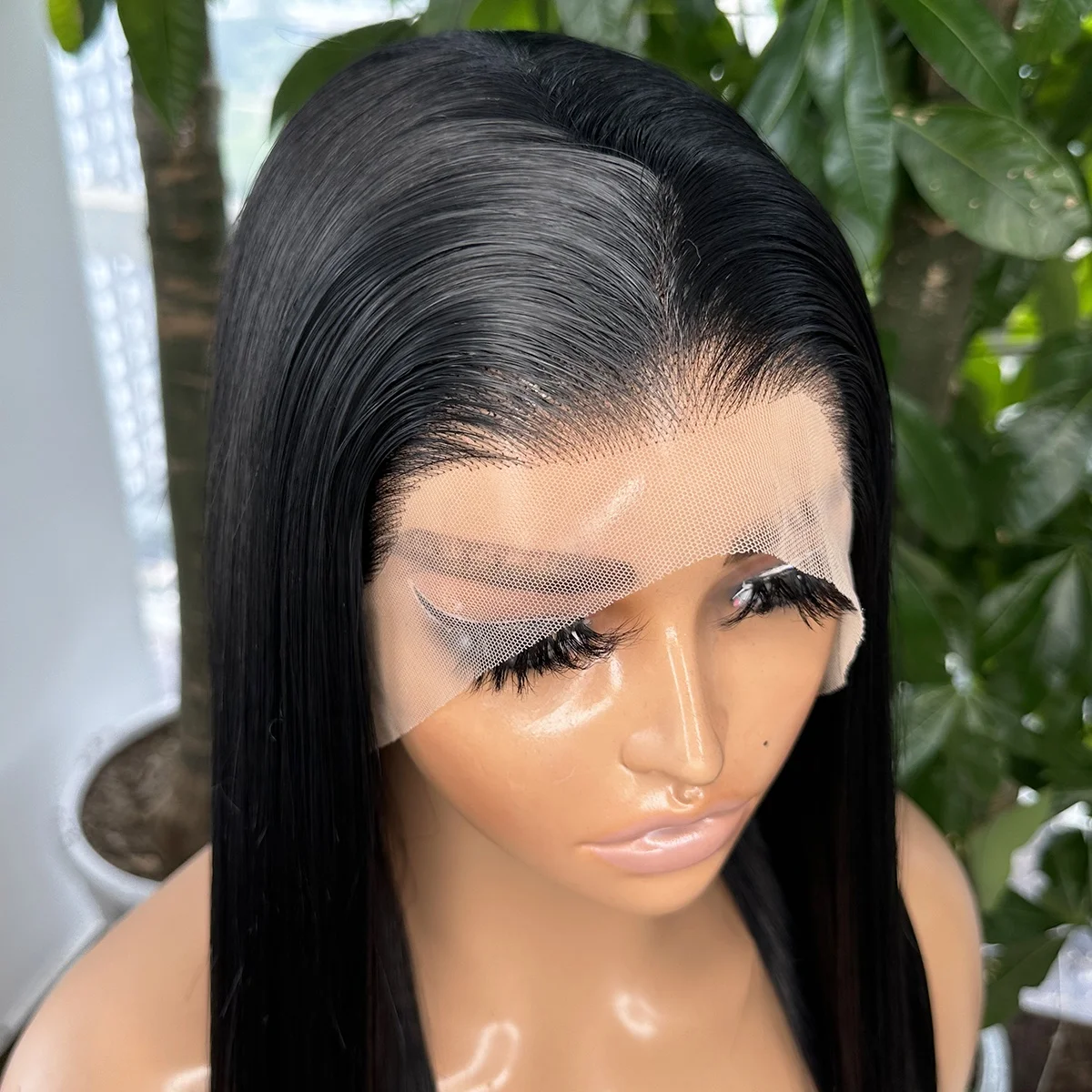 30inch Straight Synthetic Hair Black 13X4 Lace Front Wig Futura Hair Heat Resistant Pre Plucked Black Wigs For Black Women