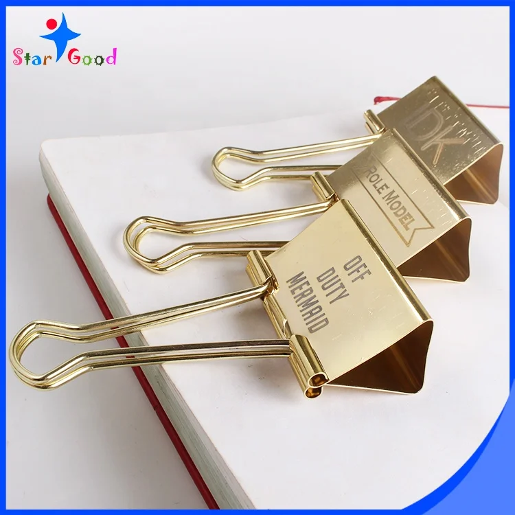 ShenZhen Stargood factory 25mm 32mm custom laser logo antique brass binder clip as promotional gift