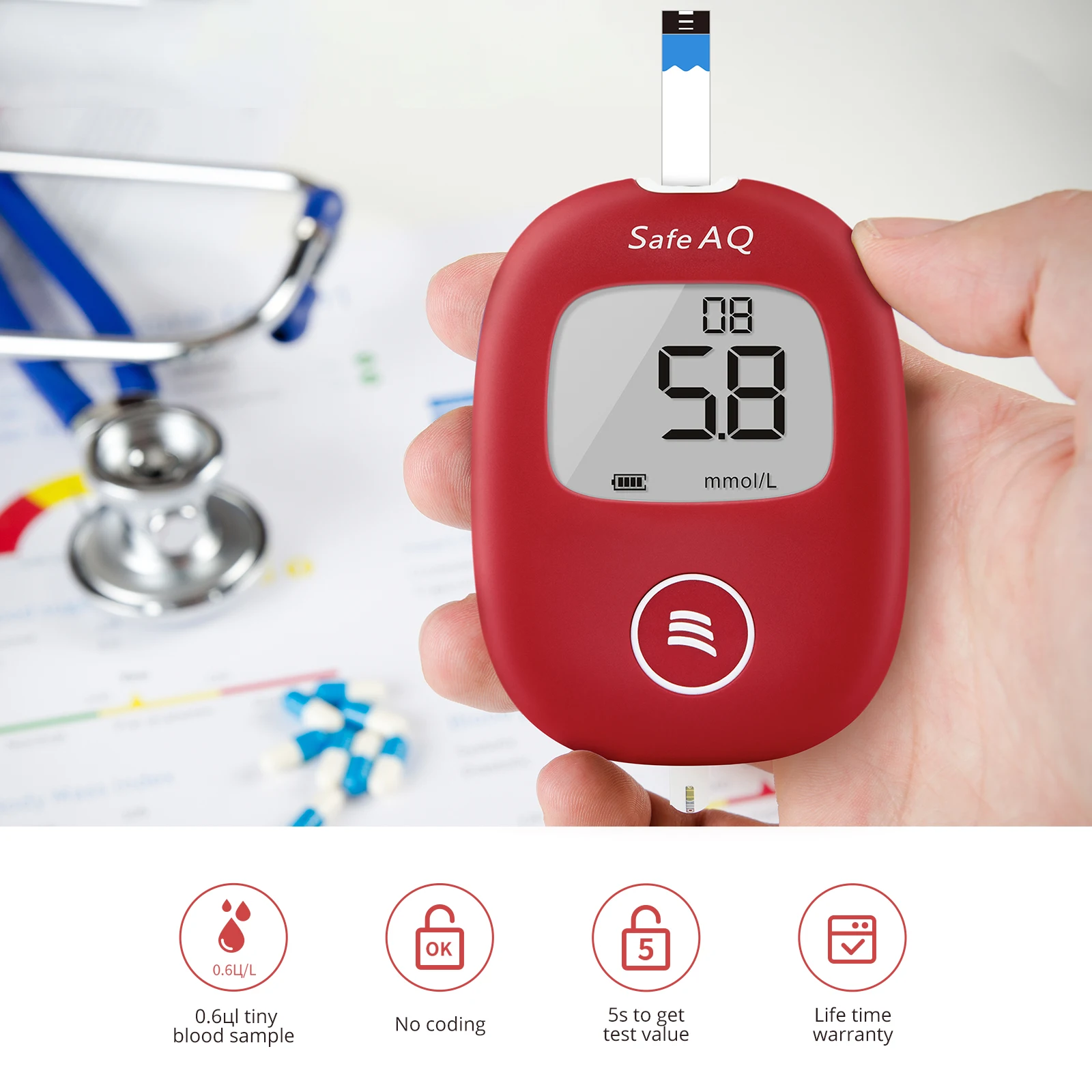 Sinocare Digital Glucometer Blood Glucose Monitor Sensor Glucose Meter Glycemie Strip Blood Glucose Test Strips