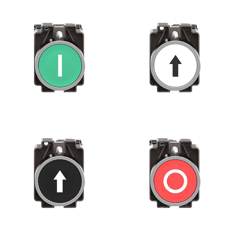 XB2BA flat head button switch spring automatic reset metal power start control emergency button