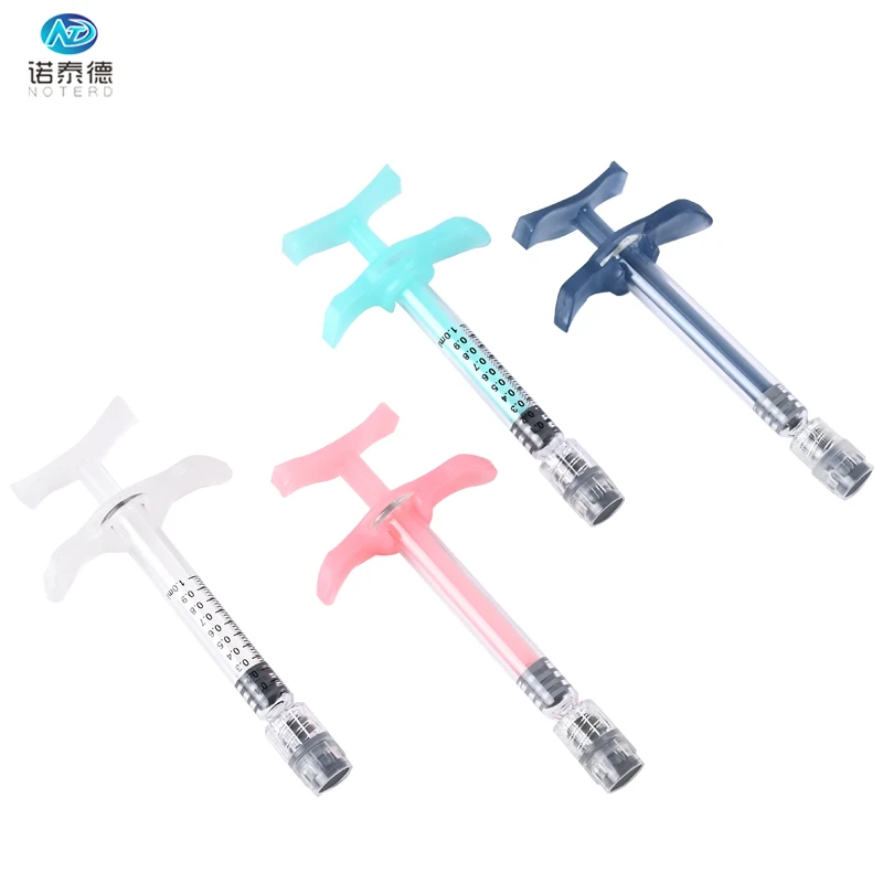 Factory price 1ml skinny cosmetic prefilled borosilicate glass syringes for dermal filler