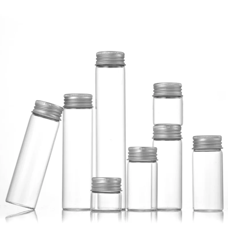 Mini Bottles Vials Empty Sample Glass Tubes with Silver Aluminum Cap 15ml 30ml 40ml 50ml 60ml 80ml 100ml 110ml