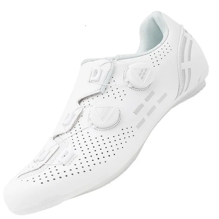 2024 comfortable fashion new Hard-Soled Nylon Road Lock Small White Shoes Breathable Bicycle Shoes Lock Shoe Set